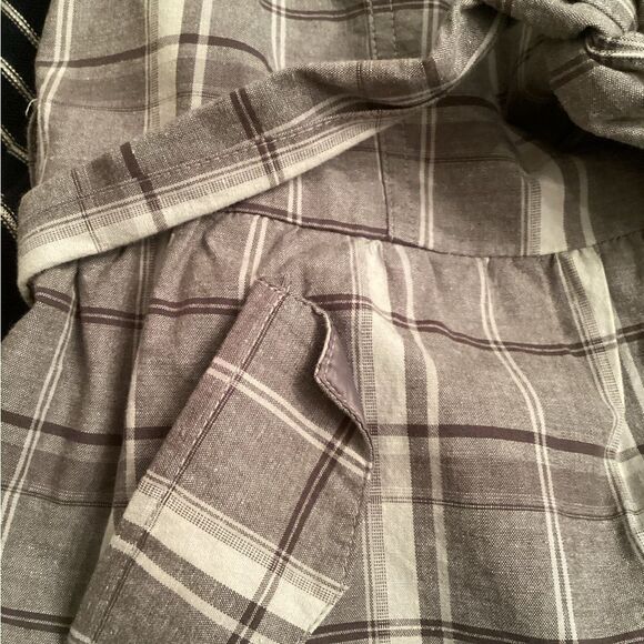 GUESS Y2K SIZE LARGE LINED GRAY PLAID BELTED SHORT SLEEVE JACKET BLAZER - Picture 8 of 8